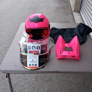 HNJ Small Motorcycle Helmets Moto Cat Ears Helmet DOT Approved Full Face Breatha